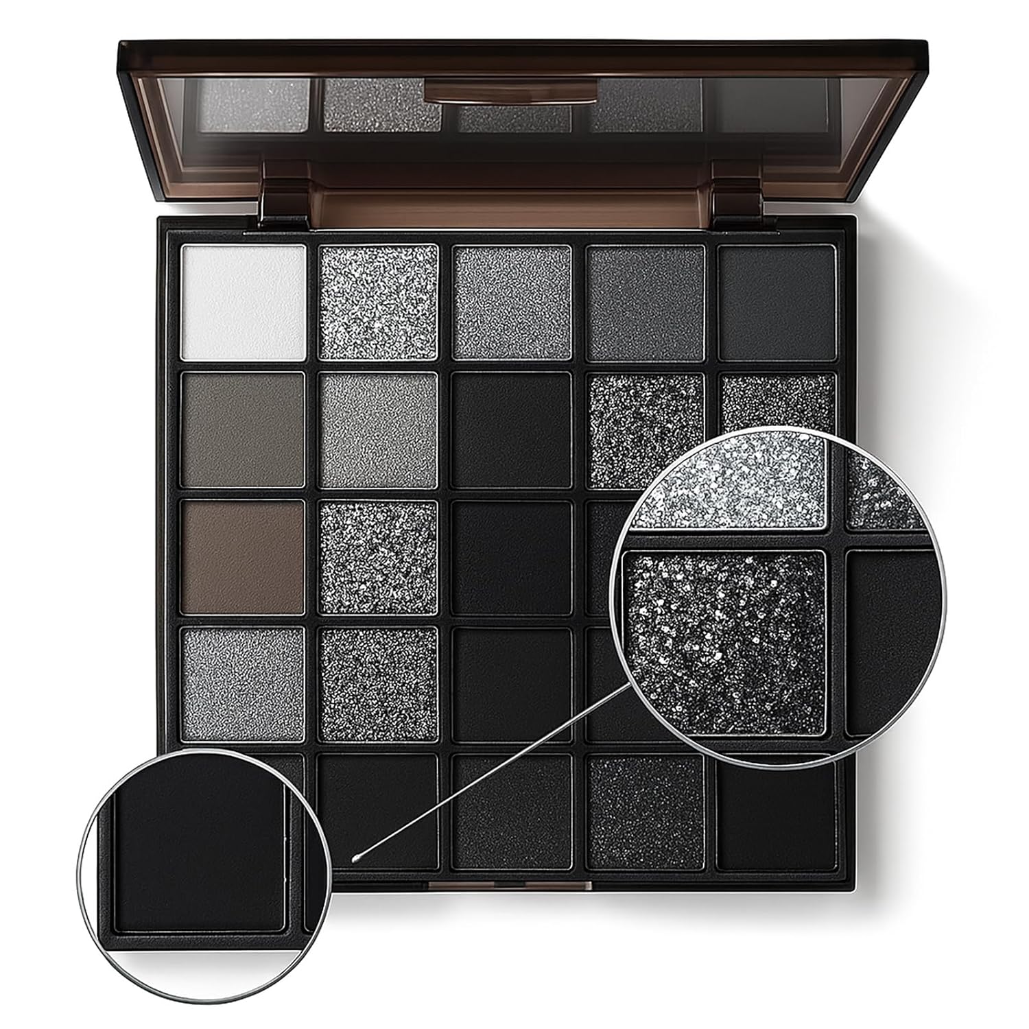 K'APEINE 25 Color Black Eyeshadow Palette, Smoke Eyeshadow Palette Silver Smokey Eye Shadow Matte Velvet & Metallic Shimmer Cool Smoky Dark Shades for Goth Makeup No Fading, Long Lasting Waterproof - Image 3