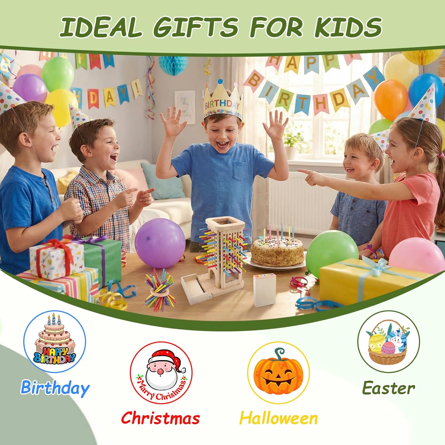 Montessori Wooden Board Game, 40 Colorful Sticks Dice Game Math Educational Toys for 3 4 5 6 Year Olds, Fine Motor Skills Toy Classic Tower Family Travel Game for Boys Girls 3 Year Old - Image 7