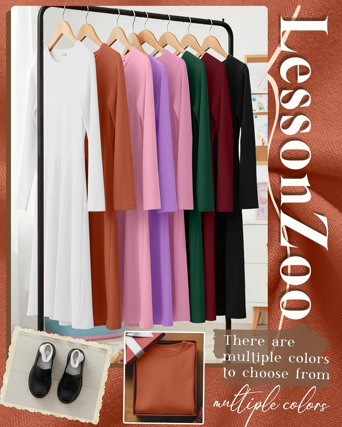 2 Pack Girls Long Sleeve Dress Skater Twirl a Line Crewneck Casual Fall Dresses for Kids 5-14 Years - Image 5