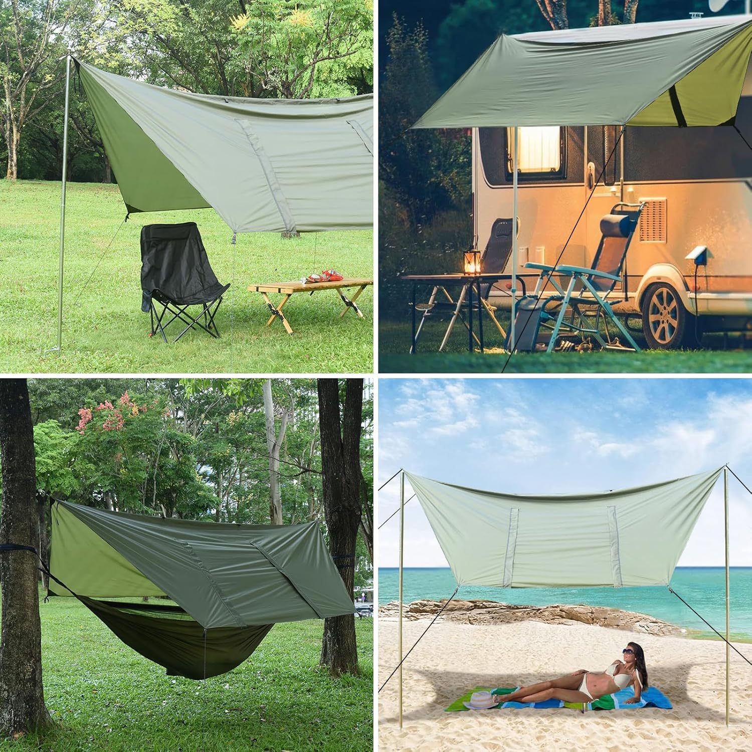 Hammock Rain Fly Tent Tarp (11.5x9.5ft) Large Ultralight Camping Tarps Waterproof Portable Backpacking Multifunctional Rain Cover for Outdoor Hiking, Picnic, Hammock, Car, Backpacking - Image 6