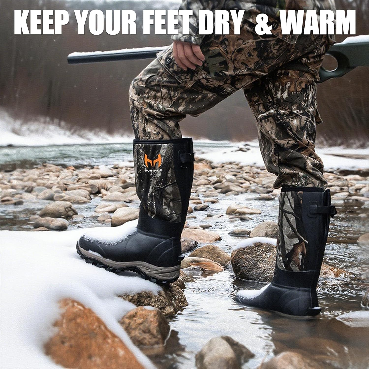 Hunting Boots for Men, Waterproof Rubber Rain Boots with Steel Shank, 6mm Insulated Neoprene, Anti-Slip Sole for Hunting, Outdoor and Work - Image 7