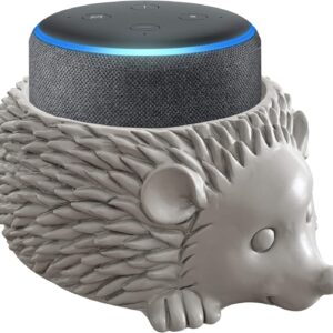 Smart Speaker Table Stand (Hedgehog) – Decorative Holder for Amazon Echo Dot or Google Home Mini – Portable Design, No Sound or Microphone Interference – Durable Poly-Resin