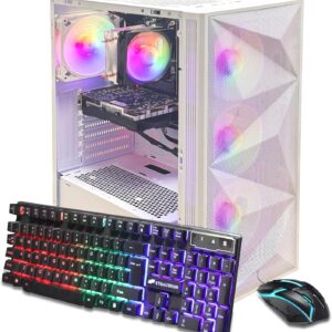 STGAubron Gaming PC Desktop Computer, Intel Core i7 up to 3.9G, GeForce RTX 3050 6G, 32GB RAM, 512GB SSD, WiFi 6, BT 5.0, RGB Fan x 4, Windows 11 Home, White