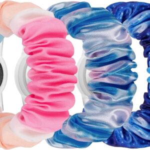 3 Pack Kids Scrunchie Bracelets Compatible with Apple AirTag -Soft Elastic Compatible with AirTag Invisible Wristband – Lightweight GPS Tracker Holder for Kids, Teens, Seniors-B