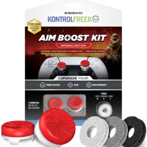 KontrolFreek Aim Boost Kit for PlayStation 5 (PS5) and PlayStation 4 (PS4) Controller | Includes Performance Thumbsticks and Precision Rings | Inferno Edition