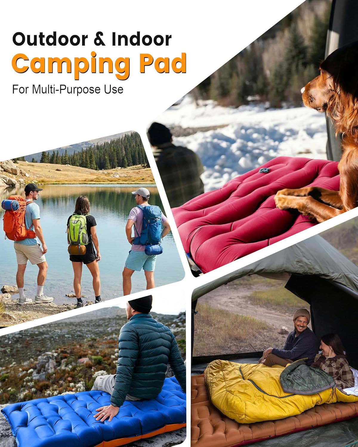 Camping Sleeping Pad,5.9 Inch Thick Camping Mat with Built in Pillow and Foot Pump,Self Inflating Sleeping Pad Ultralight for Camping Backpacking Tent(Green - Image 6