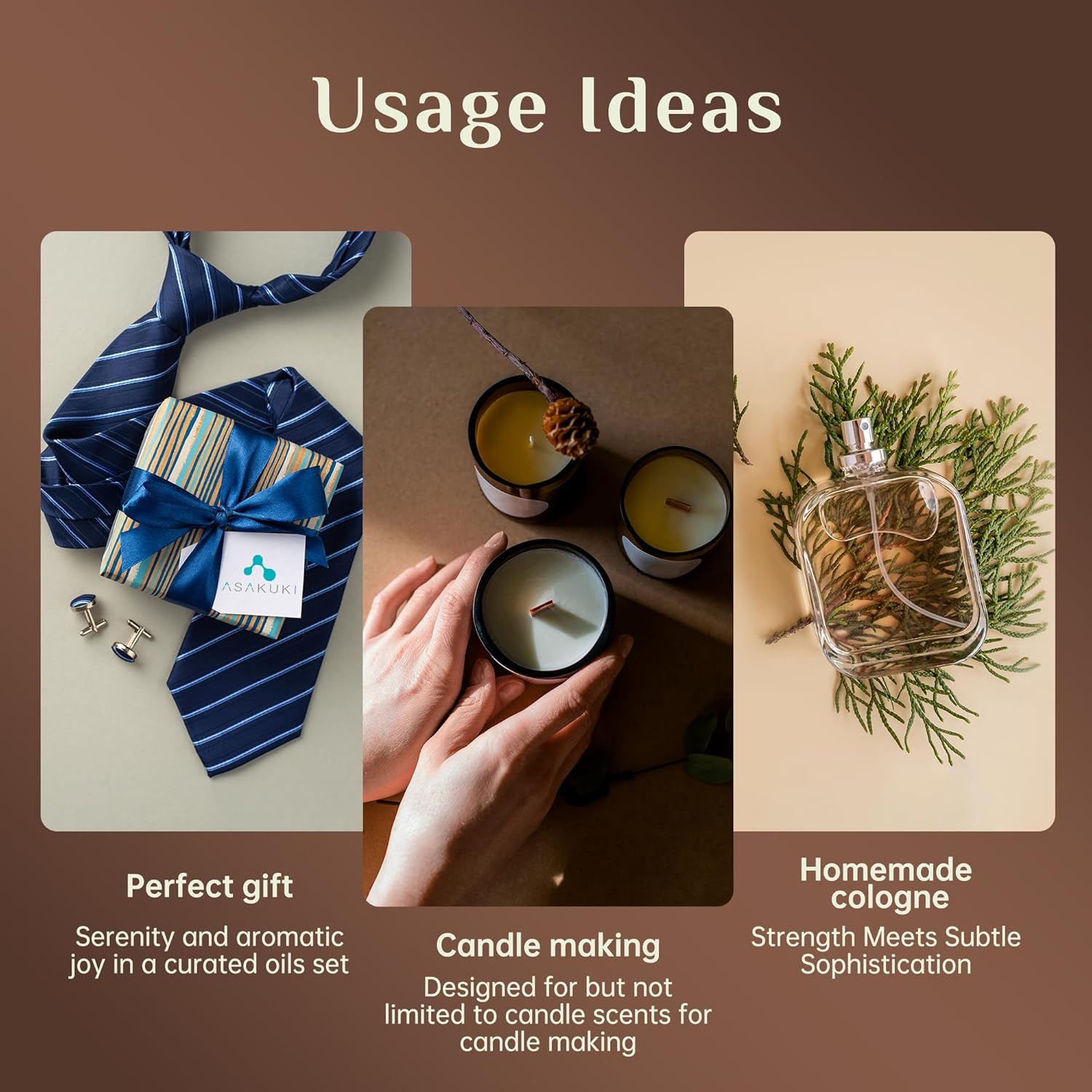 ASAKUKI Men Essential Oils Set for Diffuser, Valentine's Day Gift for Men– 6×10ml Cologne-Inspired Unisex Fragrance Oils for Diffusers – Elegant, Clean, and Confident Scents - Image 6