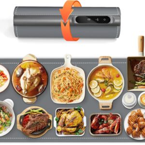 Graphene Warming Mat for Food – Fast Full Surface Heating, Extra Large (XXL 36”x 16″) Electric Warming Trays for Buffets Party Countertop with 6 Temp & Timer Settings, Gifts for Mom Wife, Gray