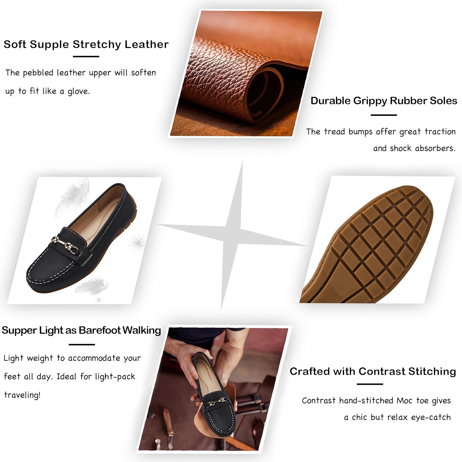 KORDAL Women's Comfortable & Lightweight Leather Loafers Slip-Ons Driving Mocs Walking Shoes Cute Business Casual Dress Shoes Work Flats for Women - Image 5