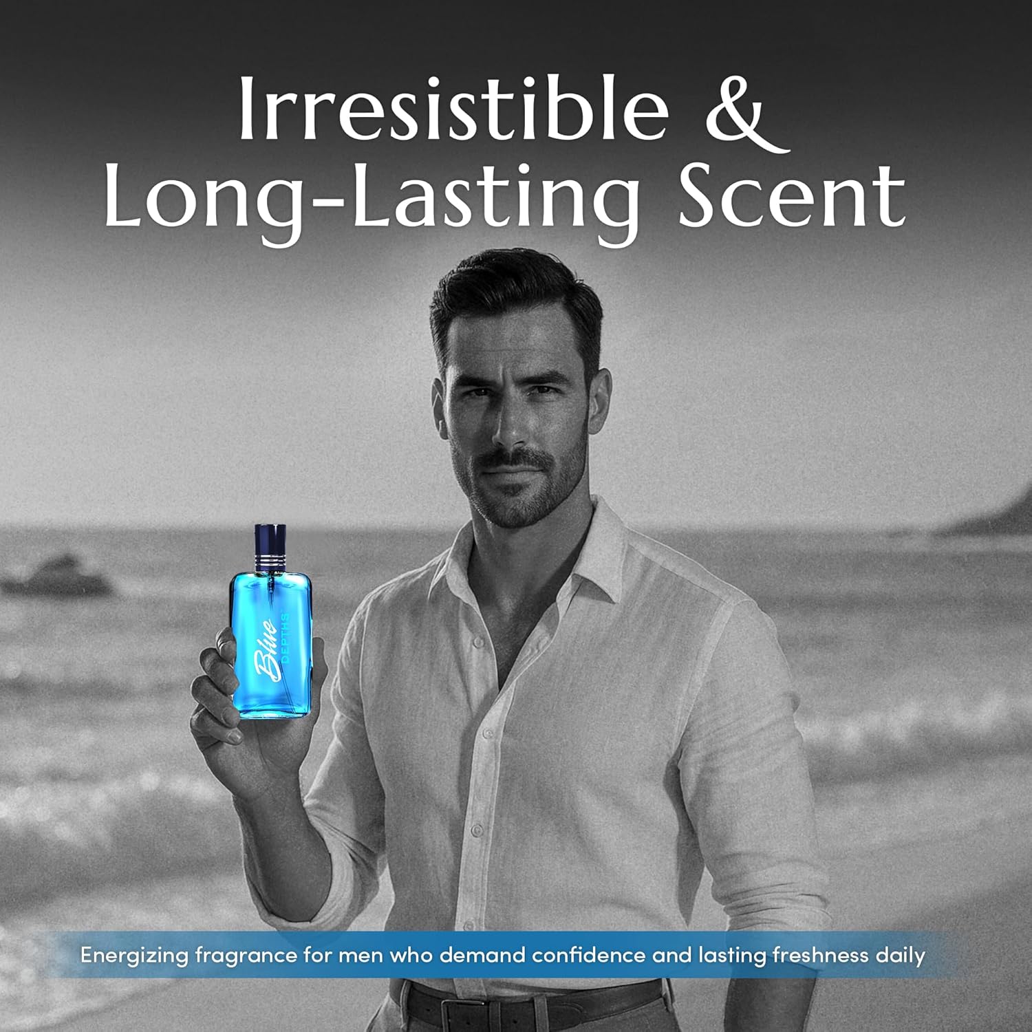 PB ParfumsBelcam Blue Depths Eau de Toilette Fragrance Spray - 3.4 Fl Oz. Fresh Aquatic Cologne for Men with Crisp Citrus, Warm Musk & Amber Scent, Crafted with Premium Oils for Day & Night Use - Image 5