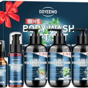 Gifts for Men, Mens Body Wash Bath Gift Set, Cleanses, Hydrates, Nourishes Skin,Christmas Gift Baskets Self Care Package Stocking Stuffers Birthday Valentines Gifts for Men Him Boyfriend Husband Dad