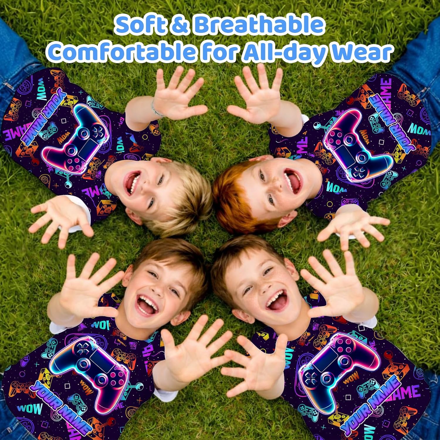 Boys Custom Name T-Shirt Kids Ages 4-14 | Personalized Graphic Tee Soft Breathable Polyester Durable for School Play - Image 8