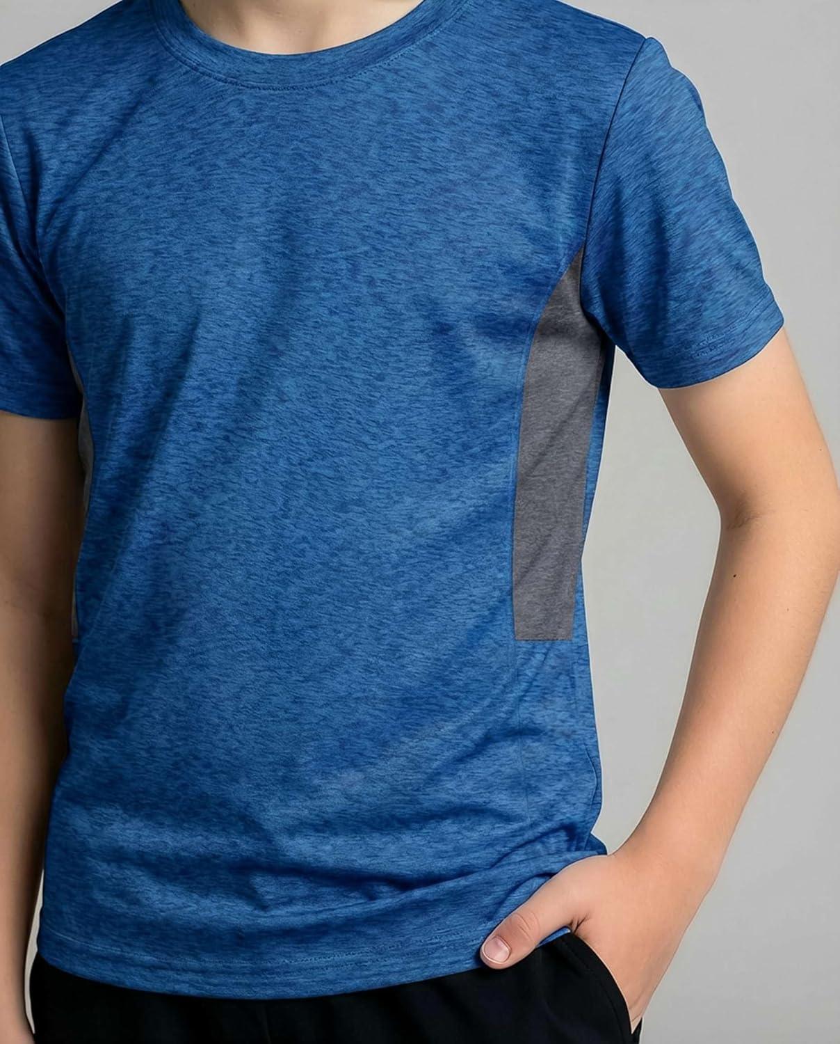 Real Essentials 5 Pack: Youth Dry-Fit Wicking Active Athletic Performance Short Sleeve T-Shirt Boys & Girls Shirts - Image 2