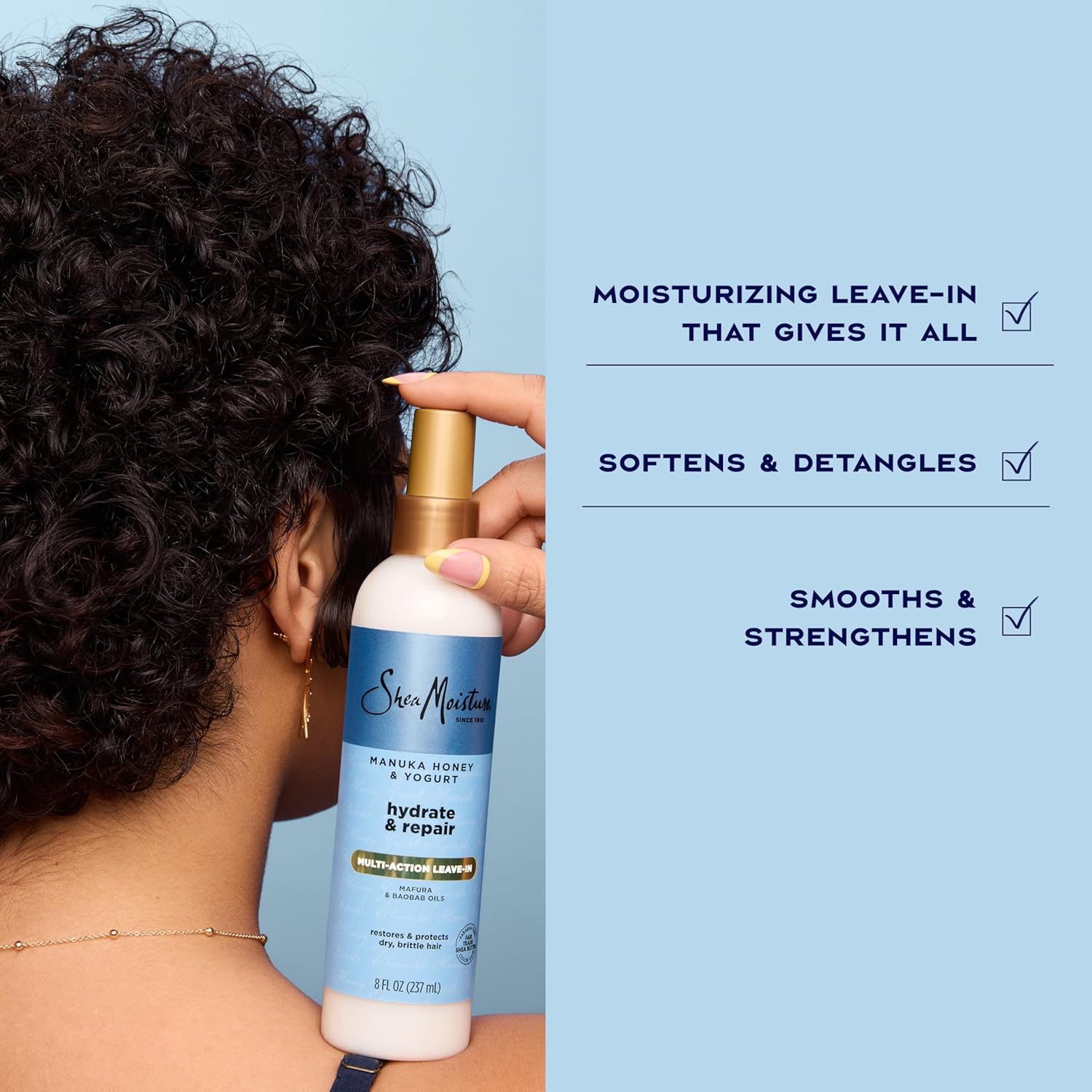 Shea Moisture Multi-Action Leave-In Conditioner Manuka Honey And Yogurt For Damaged Hair Sulfate Free Conditioner Spray 8 Oz | SheaMoisture, Multi-Action, Leave-In Conditioner, Damaged Hair, Sulfate Free - Image 7