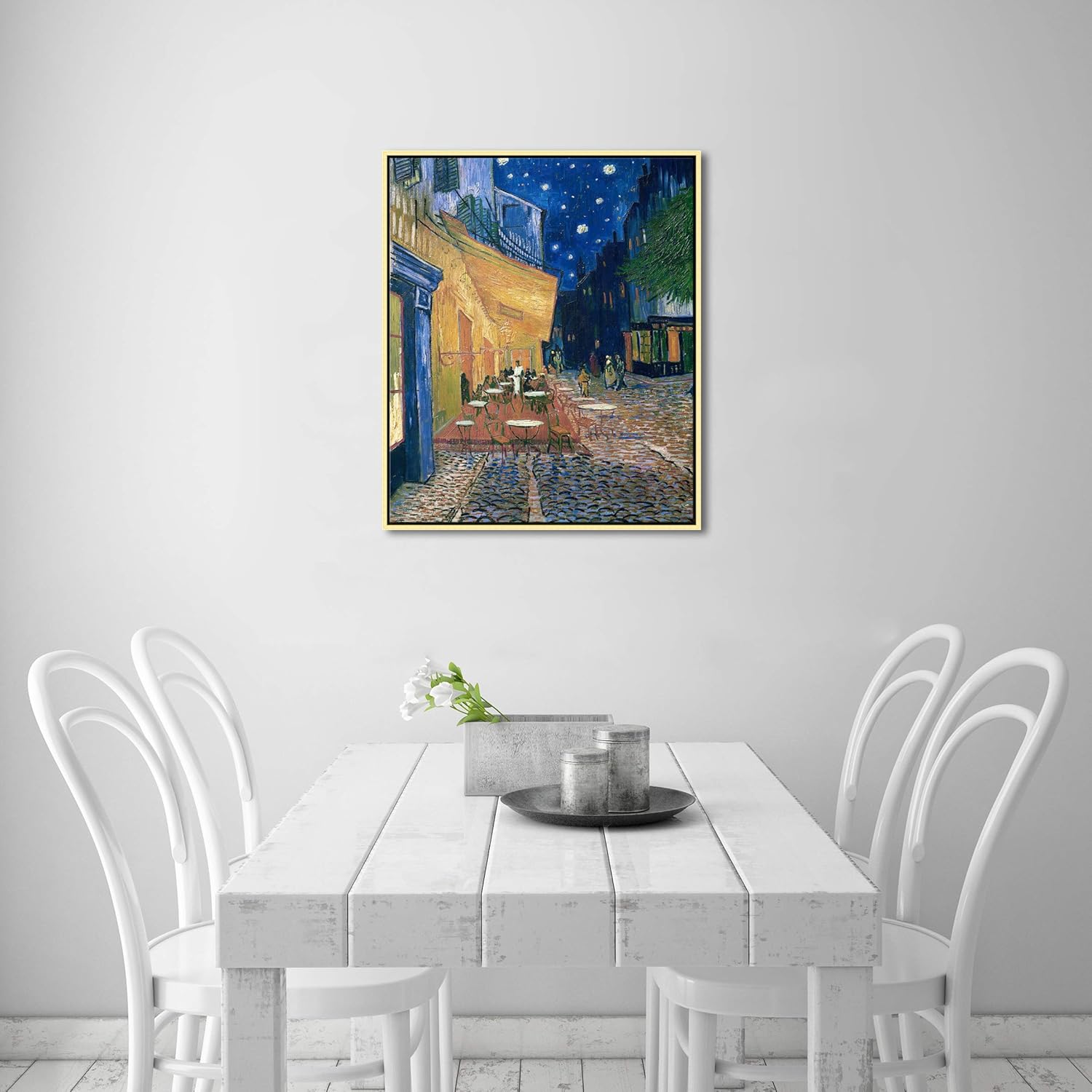Wieco Art Framed Art Canvas Prints of Cafe Terrace at Night Canvas Prints Wall Art by Van Gogh Paintings Reproduction Abstract Artwork for Wall Decor Golden Frame VAN-0060_5060-GF - Image 4