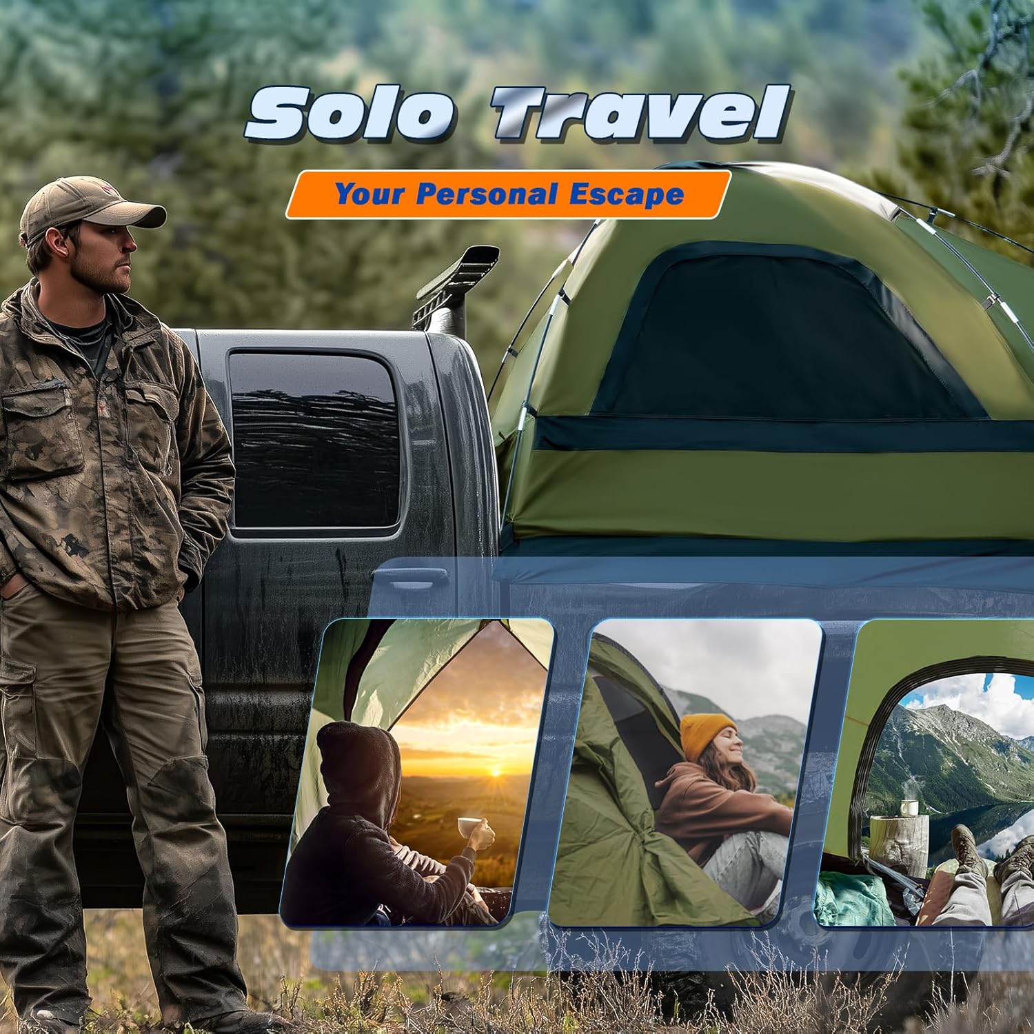 Truck Bed Tent, Waterproof PU3000mm Pickup Truck Tent for Camping Bed, 2-3 Person Sleeping Truck Tent, Portable for Car Camping - Image 7