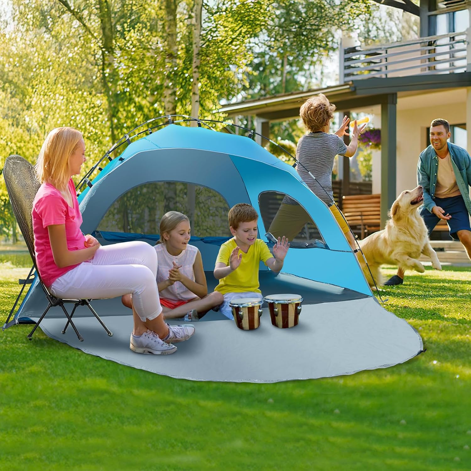 Night Cat Beach Tent Portable Camping Sun Shade Shelter for 2-4 Persons with UV Protection 3 Breathable Mesh Windows Extended Tent Floor Easy Set Up Outdoor - Image 6