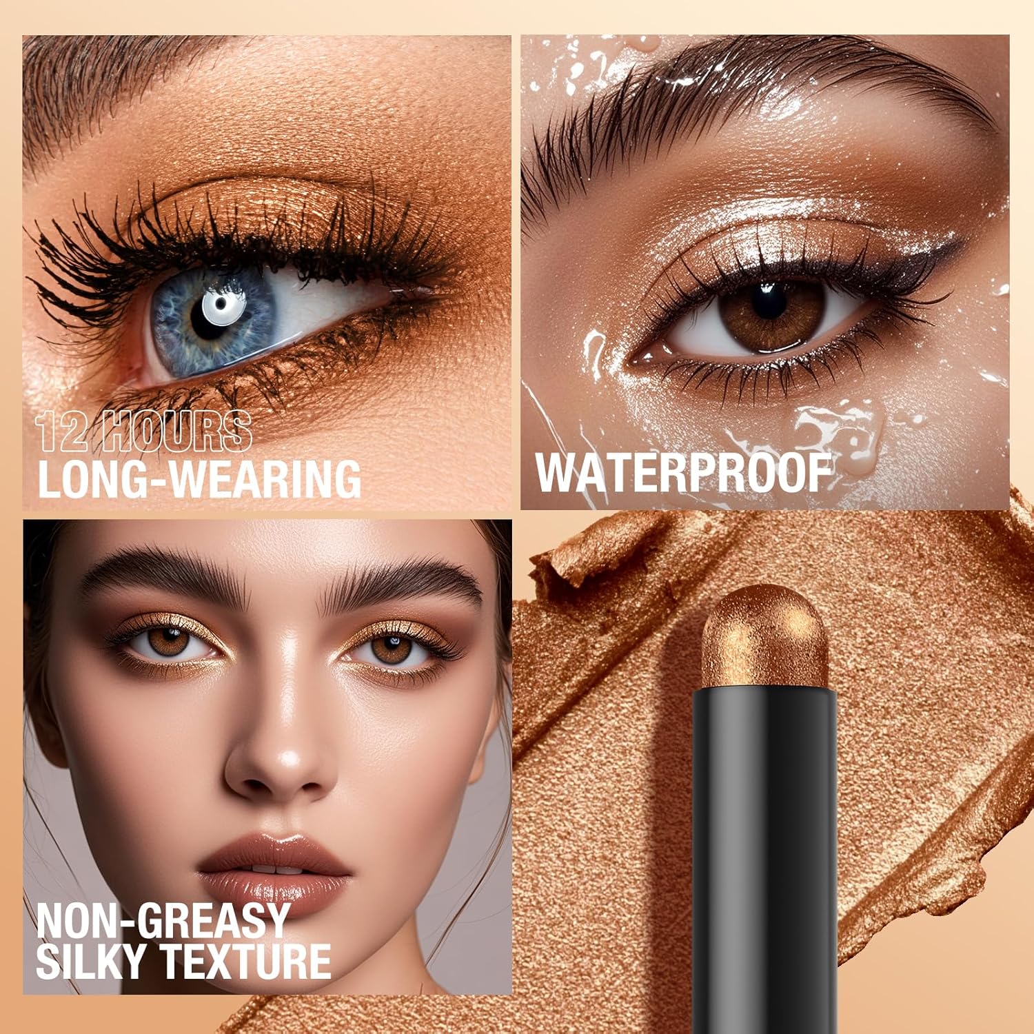 LANGMANNI 8Colors Dual-Ended Cream Eyeshadow Stick Set – Silky Smooth, Waterproof & Transfer-Proof, Built-in Blender Brush, All-Day Matte & Shimmer Wear Eye Makeup(#A) - Image 4