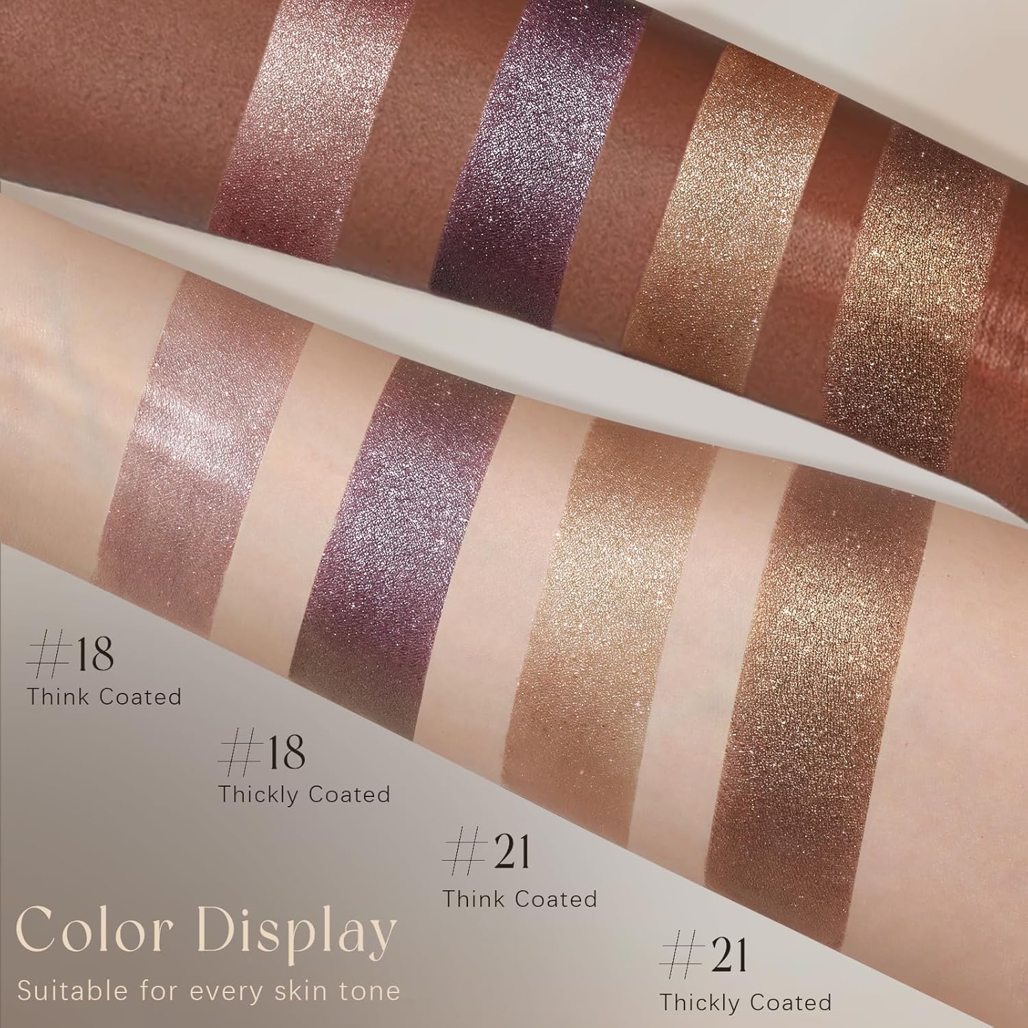 Noerrors Smoky Mauve Satin Gloss Glitter Eyeshadow Palette, Dusty Purple Plum Golden Pearl Multi-Dimensional Metallic Eyeshadow for Mature Eyes, Pigmented Blendable Smooth 3D Shimmer Cream Eye Shadow - Image 6