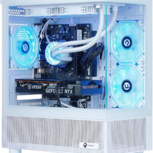 NINGMEI Gaming PC Desktop Computer, Ryzen 7 5700X Gaming Desktop Computer, 32GB RAM 1TB NVMe SSD, GeForce RTX 5060 8GB, Prebuilt Tower PC with Liquid Cooling, 650W PSU, Windows 11 Home, White