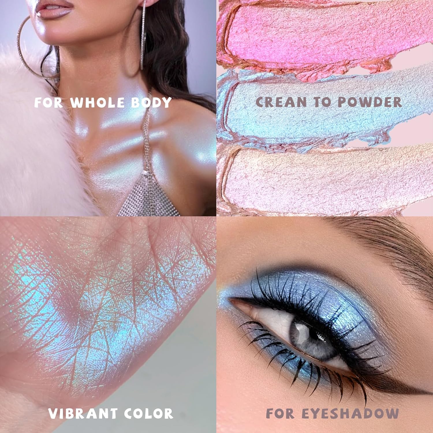 Holographic Duochrome Blue Glitter Eyeshadow, Color Shift Metallic Shimmer Eyeshadow Palette, Chameleon Sparkle Inner Corner Eye Highlighter, Iridescent Eye Shadow Palette Fairy Makeup#04 - Image 3