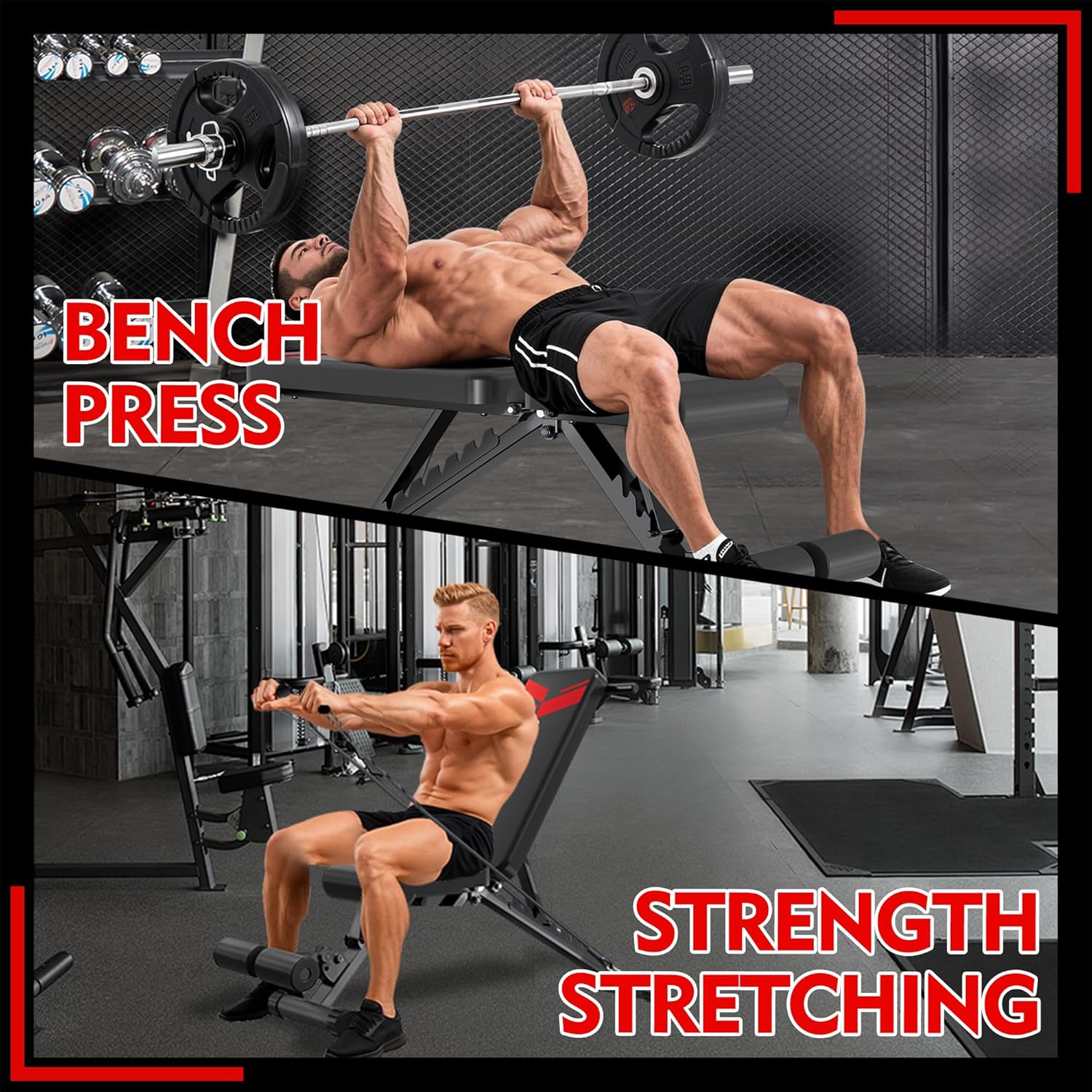 FONBEAR Adjustable Weight Bench, 660LBS Foldable Workout Bench for Full Body Strength Training, Multifunctional Bench Press Incline Decline Bench - Great for Beginners and Professional Use - Image 7