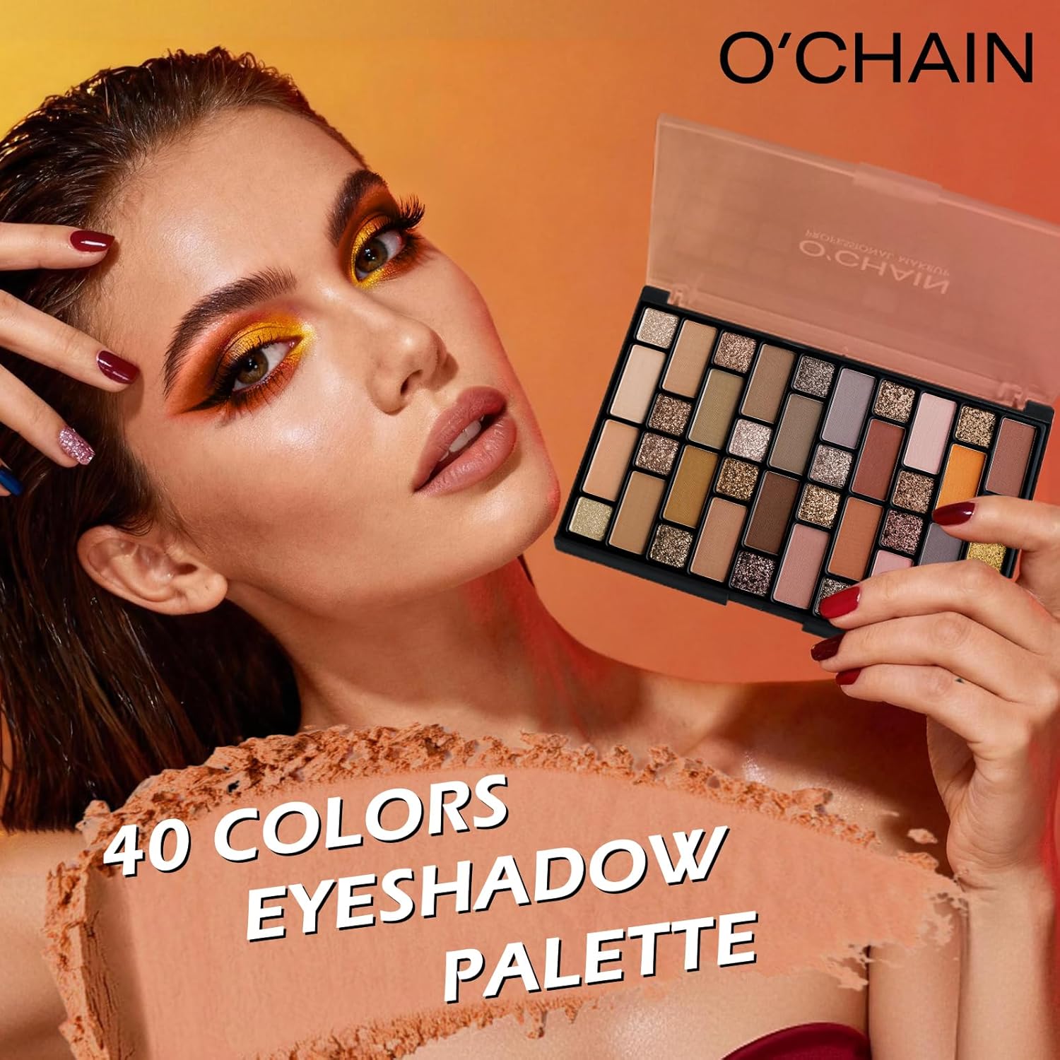 O'CHAIN Professional 40 Colors Eyeshadow Makeup Palette, Matte Shimmer Glitter Eye Shadow Pallet Valentine's Gift, Highly Pigmented Colorful Powder Long Lasting, Cruelty-Free - Image 2