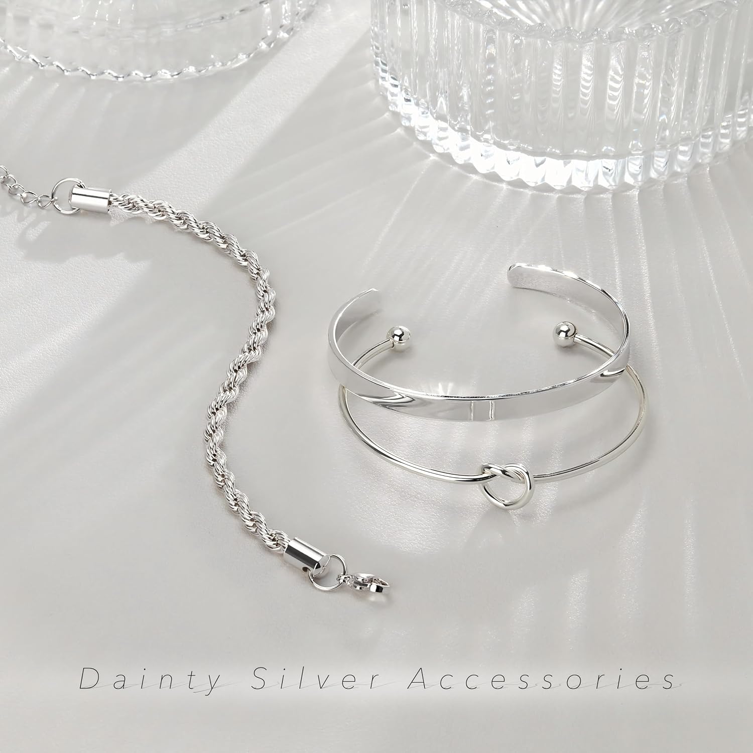 925 Sterling Silver Bracelets for Women Stack, 14K Gold Plated Bangle Cuff Jewelry Set Trendy, Adjustable Tennis Knot Twisted Bracelet for Wrist Essentials Women Fashion Gifts - Image 7