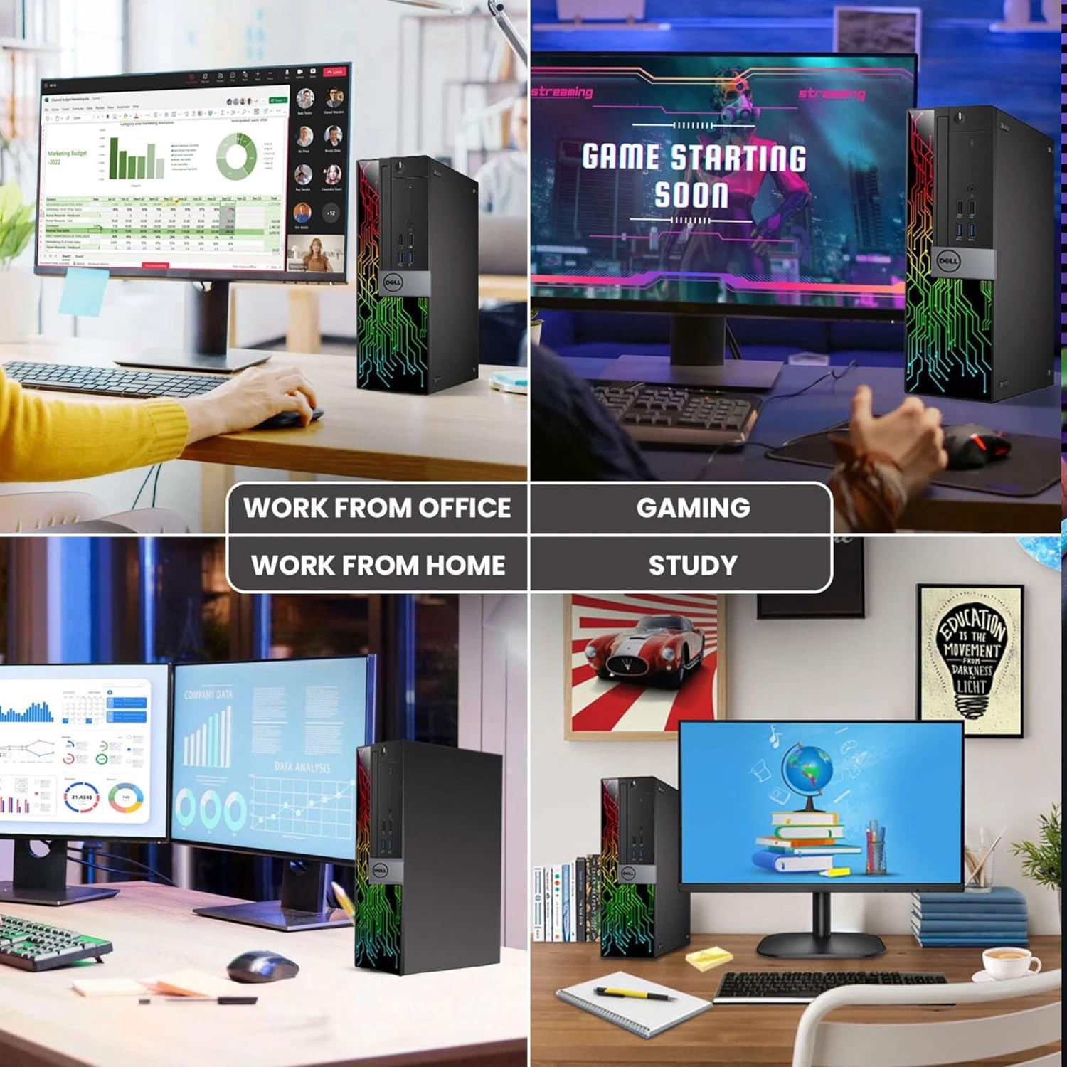 Dell RGB Gaming Desktop Computer PC - Intel Core i5-6th Gen - 16GB DDR4 RAM - 256GB SSD 1TB HDD - 22” Monitor - GeForce GT 1030 - RGB Keyboard & Mouse - WiFi - Windows 11 Pro (Renewed) - Image 5