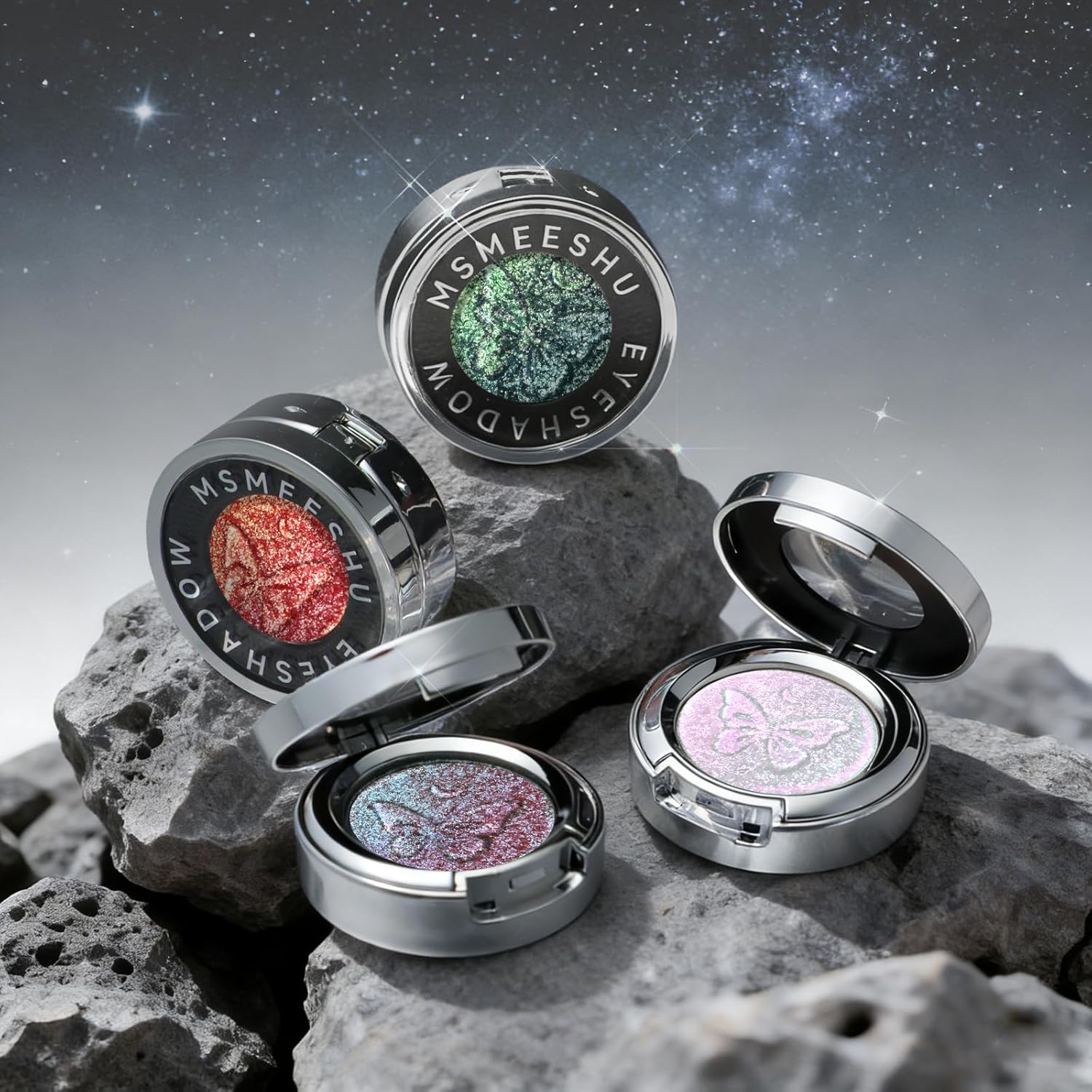 Noerrors Burgundy Gold Holographic Pigmented Glitter Eyeshadow, Duochrome Half Magic Metallic Red Eye Shadow Palette, Waterproof Sparkly Multichrome Iridescent Shimmer sombras para ojos for Women - Image 7