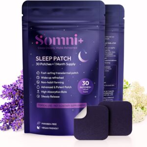 Somni+ Sleep Patches for Adults – 5mg Melatonin Patch – Gradual Release – Natural and Non-Habit Forming – Transdermal Sleep Aid – 30 Count