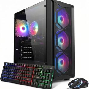 STGAubron Gaming PC Computer Desktop, Intel Core i7 8th Gen up to 4.1G, GeForce RTX 3050 6G, 16G DDR4, 512G SSD, WiFi 6, BT 5.2, RGB Fan x4, Windows 11 Home