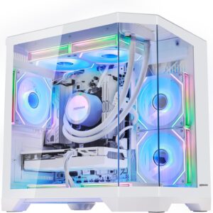 Ocean of Stars Gaming PC AMD Ryzen 5 9600X 6-Core 3.9GHz, RTX 5060 8GB, 32GB DDR5 RAM 6000MHz,1TB PCIe SSD, WiFi&BT Prebuilt PC 850W PSU,Liquid Cooler,Windows 11-White