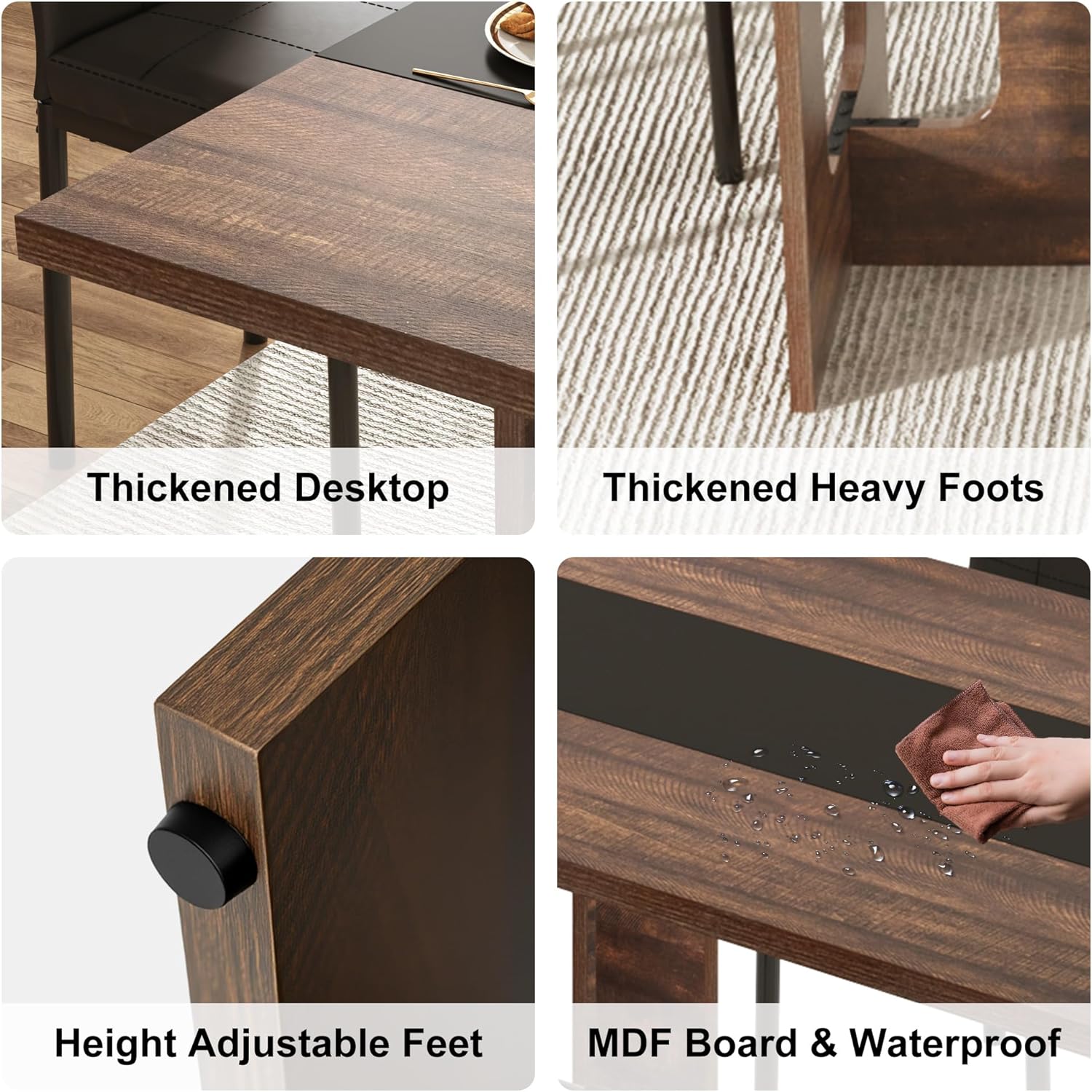 St.Mandyu 7 Pieces Dining Table & Chairs Set for 4-8 People, 71 Inch Kitchen Table with 6 Chairs, Rectangle Dining Table with Wooden Legs for Dining Room, Living Room, Brown - Image 5