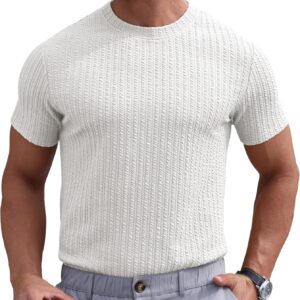 Sailwind Men’s Knit T Shirt Short Sleeve Crewneck Textured Casual Summer Knitted Pullover Tee