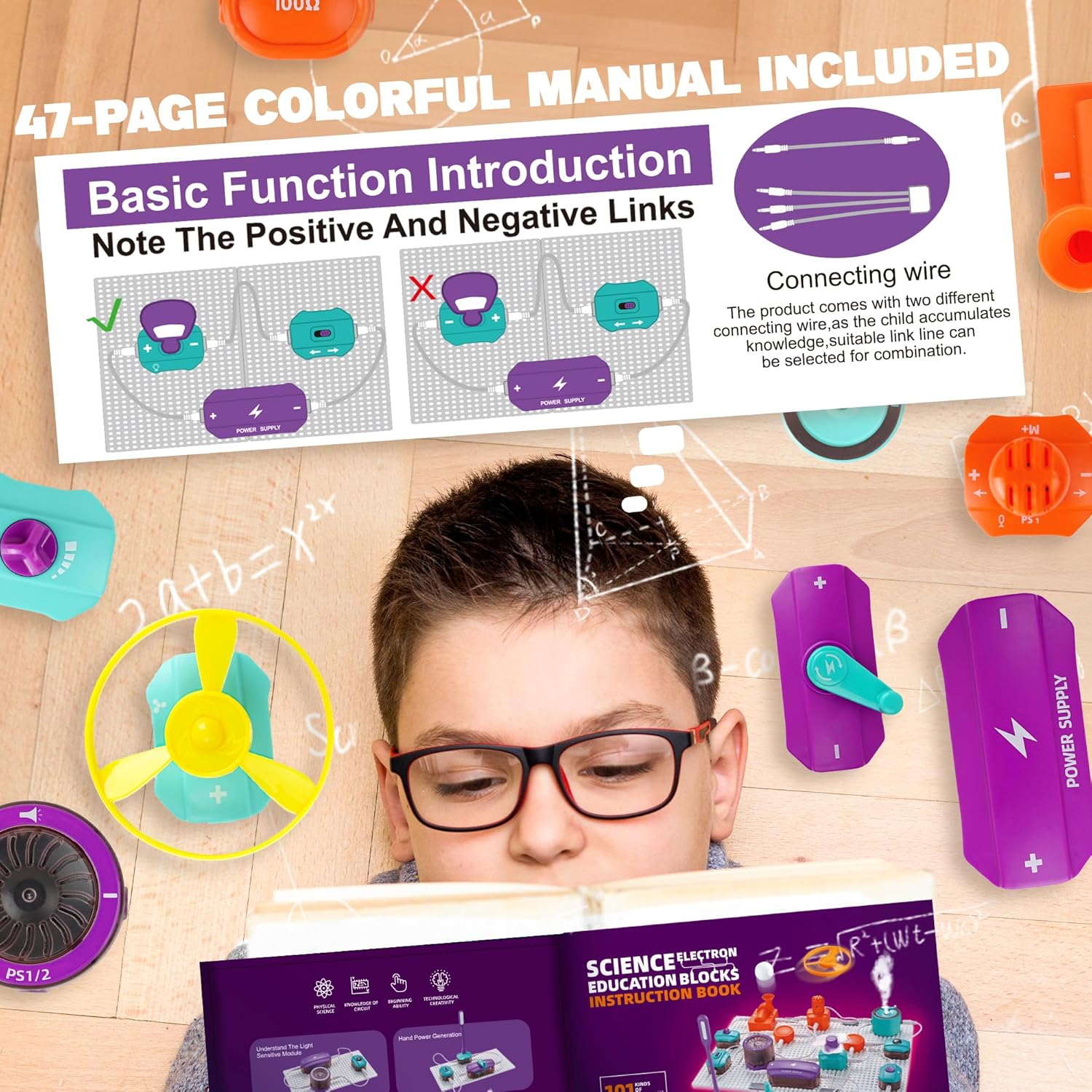 SMILESSKIDDO Circuit Board for Kids, 45 PCS DIY Electronics Exploration Kit with 100+ Projects, Physics Science Experiments, School Family STEM Educational Toy Gift for Kids 6+ - Image 5