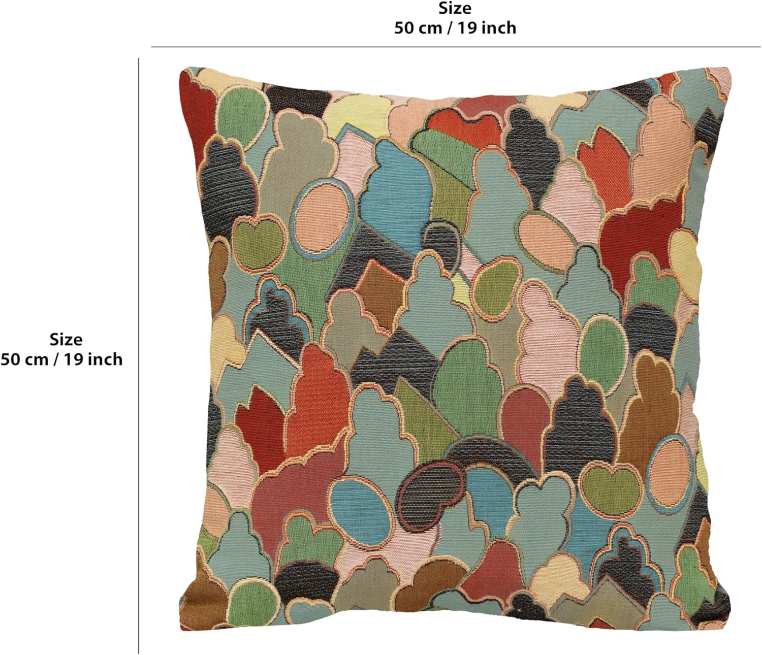 Charlotte Home Furnishings Throw Pillow Cover 19x19 - Blue Footprint Cushion Case - Cotton Jacquard Woven Fabric - Colorful Modern Accent Pillow - Abstract Art Deco Design for Living Room Decor - Image 2