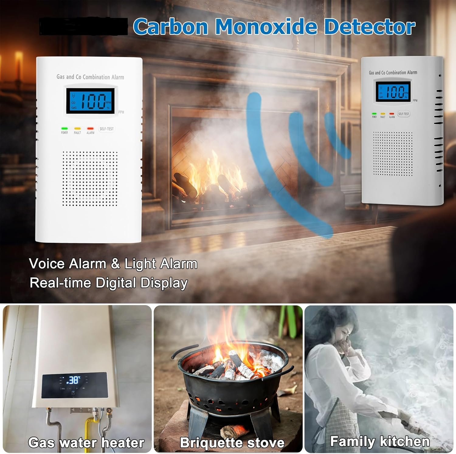 Combination Gas and Carbon Monoxide Detector Plug-in | CO Alarm & Natural Gas Combustible Detector | Digital Display, Battery Backup, Easy Install | for Home Kitchen Safety Monitoring 1-Pack - Image 6