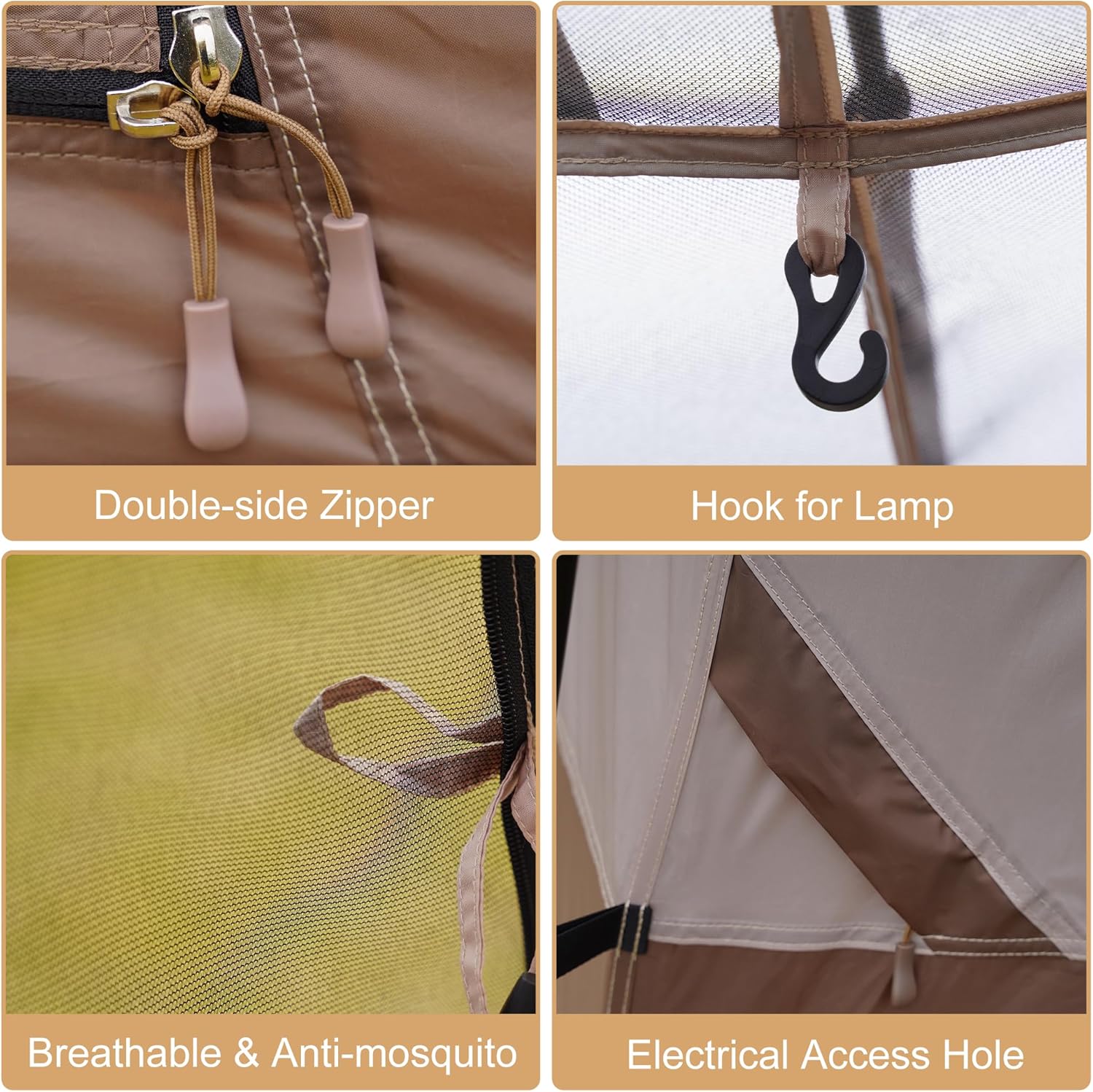 Vidalido 3-4 Person Tent with 1 Mesh Door and 2 Large Mesh Window, Double Layer Waterproof Portable Family Cabin Tent, 4 Person Tents for Outdoor Camping Hiking - Image 7