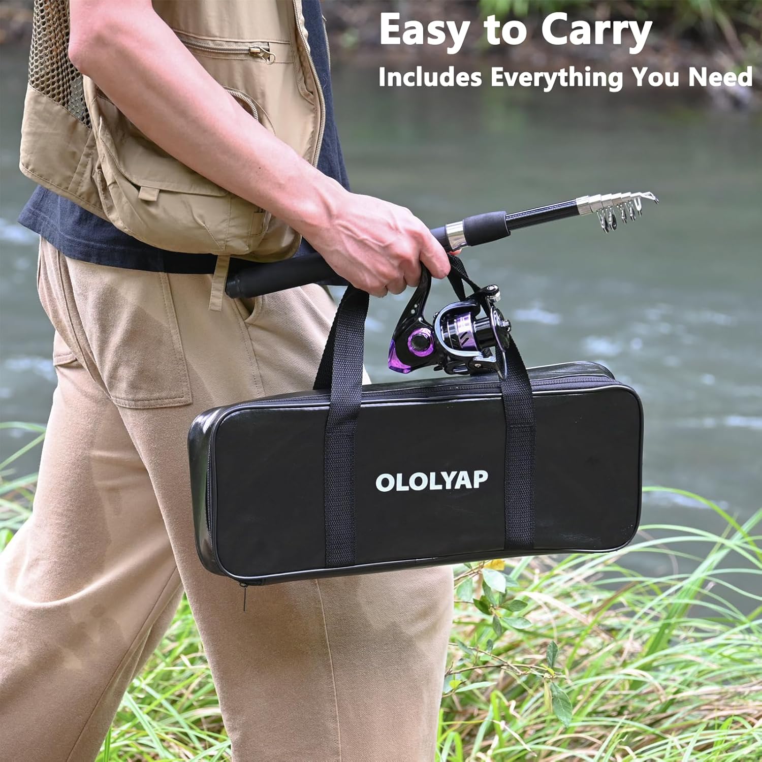 Fishing Pole Combo 2PCS Telescopic Fishing Rod and Aluminum Reel Combos with Carrier Bag Sea Saltwater Freshwater Fishing Rod Reel Kits - Image 7