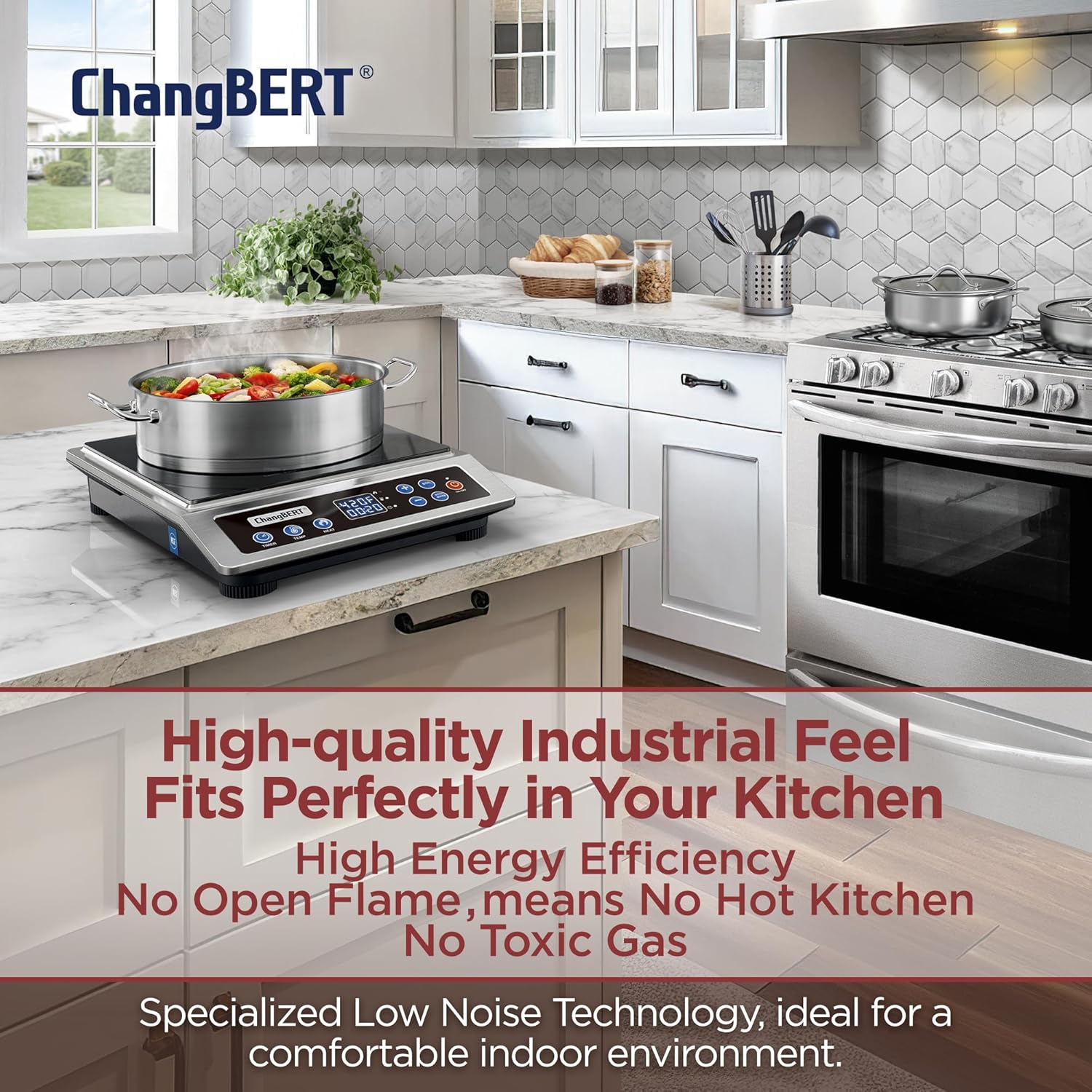 ChangBERT Portable Induction Cooktop Enhanced Version, One-Click Max Power 1800W Large Heating Coil Burner, Precise Temperature Control, NSF Certified Commercial Grade Low Noise Hot Plate - Image 5