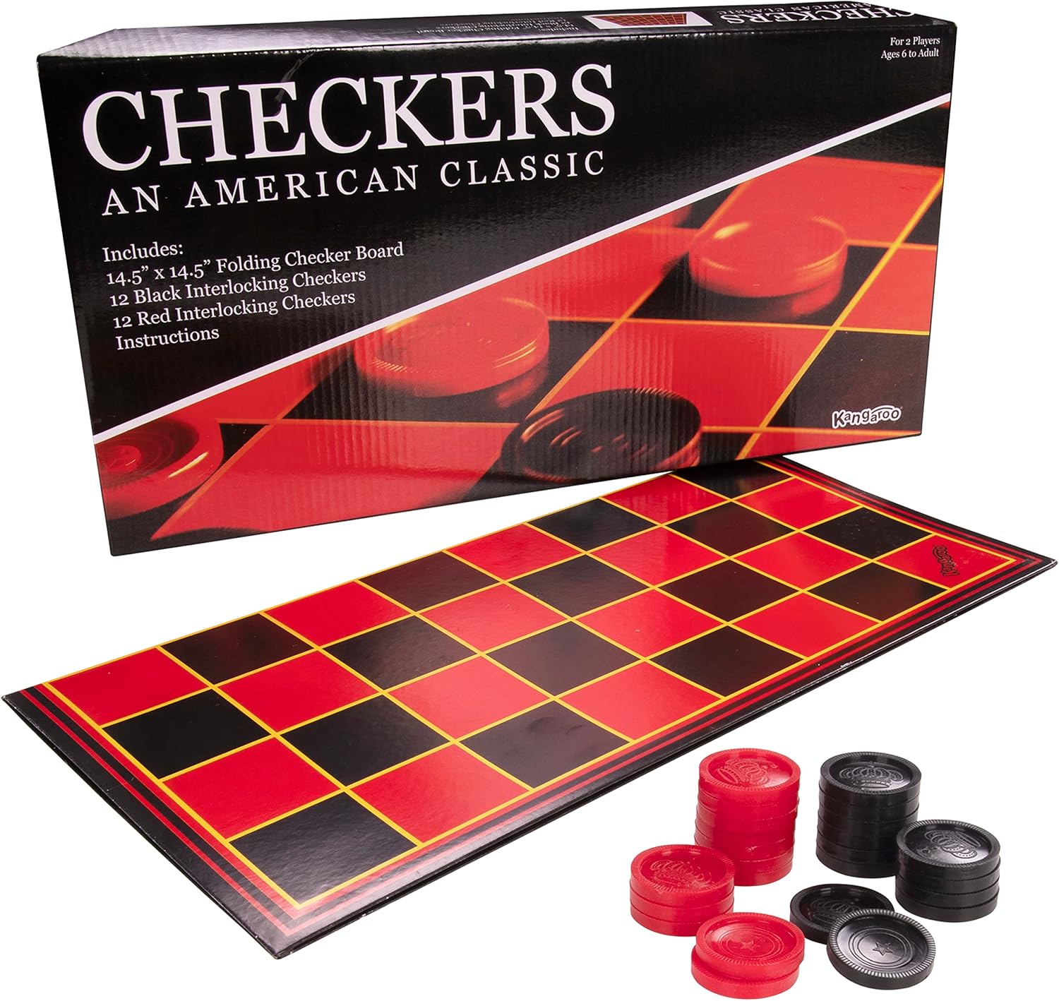 Kangaroo - Multiplayers Strategy Checker Board Game for Kids & Adults - Portable Educational Travel Cardboard Checkers - Includes Large Board w/ 24 Checkers (12 Red and 12- Black) 15x15 Inches - Image 8