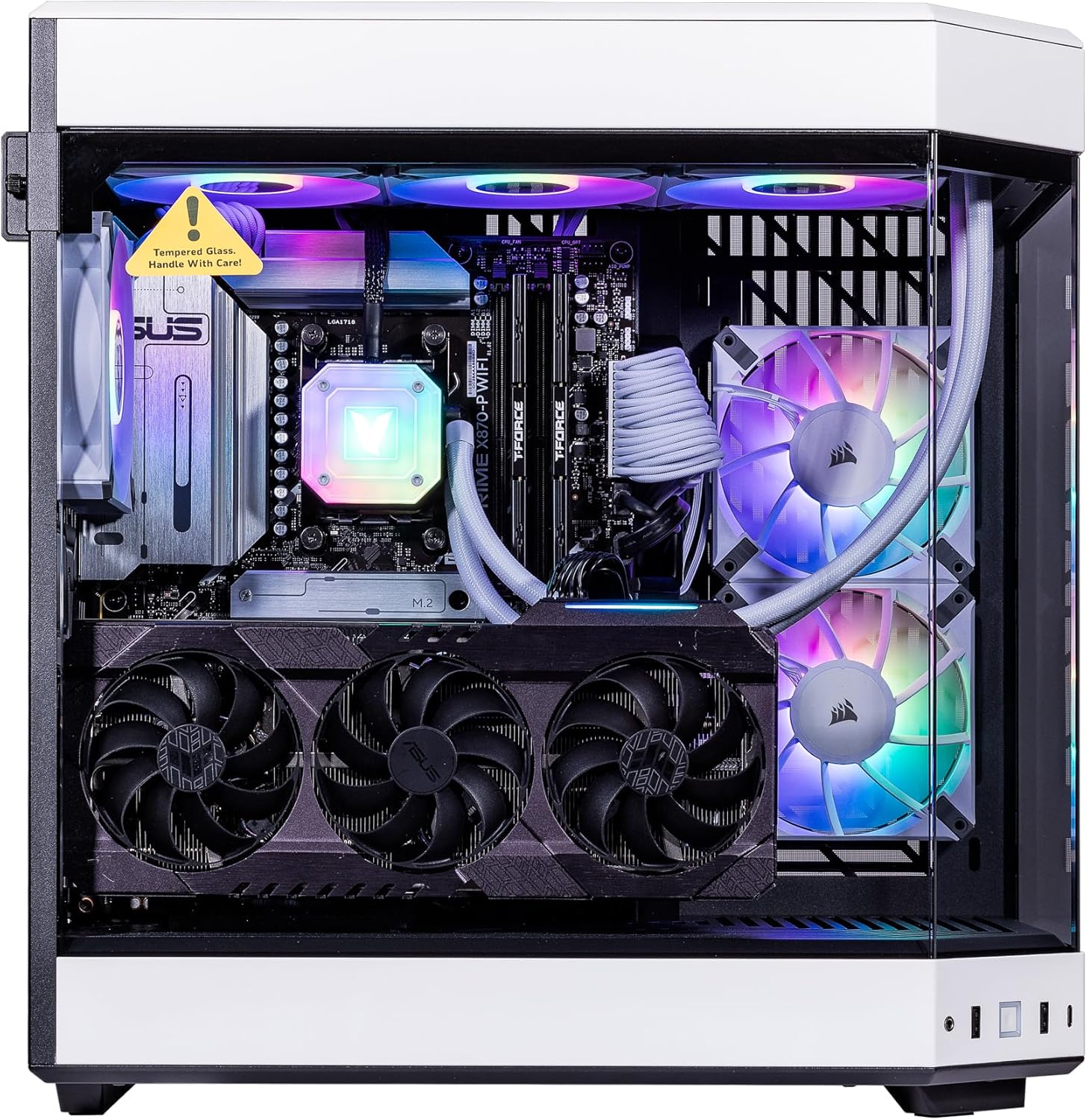 Velztorm White Praetix 3D Custom Built Y60 Gaming Desktop PC (GeForce RTX 5080 16GB (>4090), Liquid Cooled AMD Ryzen 7 9800X3D, 32GB DDR5, 2TB PCIe SSD, 1000W PSU, WiFi 7, Win 11 Pro) - Image 5