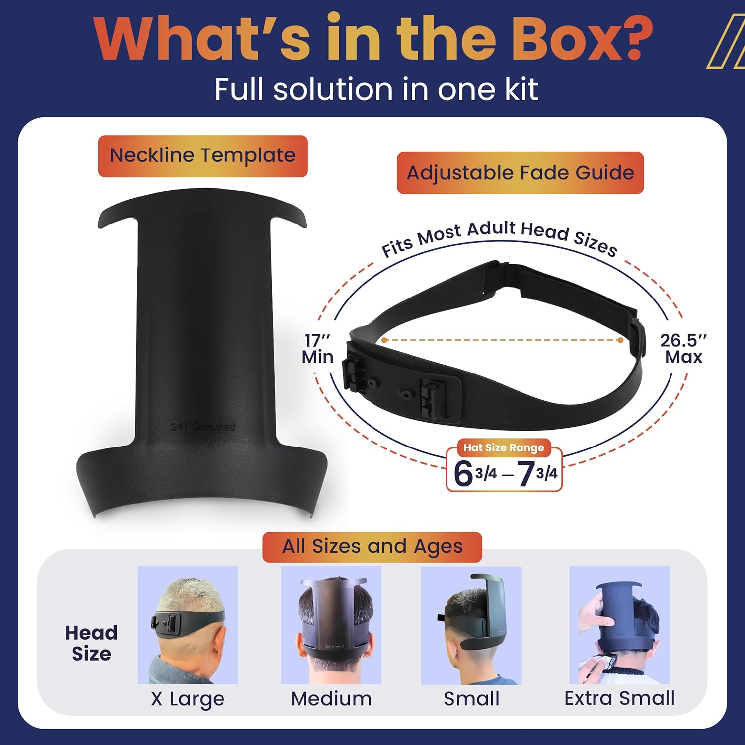 Self Haircut Kit for Men | 2Pcs SelfCut Guide for Men: Neckline Shaving Template & Fade Guide | Adjustable Size Hair Fade Tool & Stable Neck Line Up Tool | Hair Cut for Kids & Seniors - Image 6