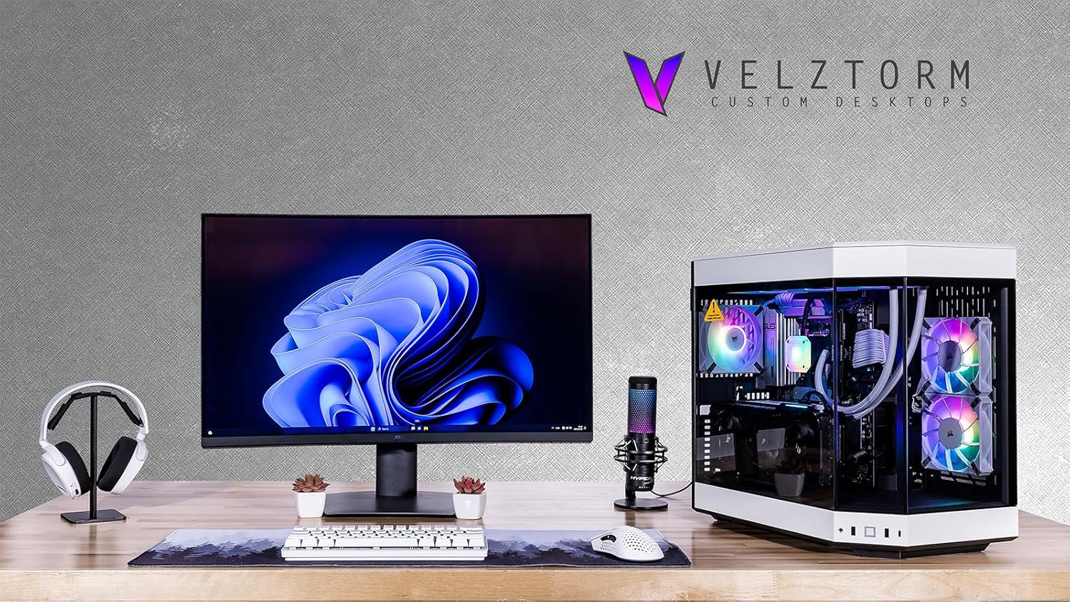 Velztorm White Praetix 3D Custom Built Y60 Gaming Desktop PC (GeForce RTX 5080 16GB (>4090), Liquid Cooled AMD Ryzen 7 9800X3D, 32GB DDR5, 2TB PCIe SSD, 1000W PSU, WiFi 7, Win 11 Pro) - Image 4
