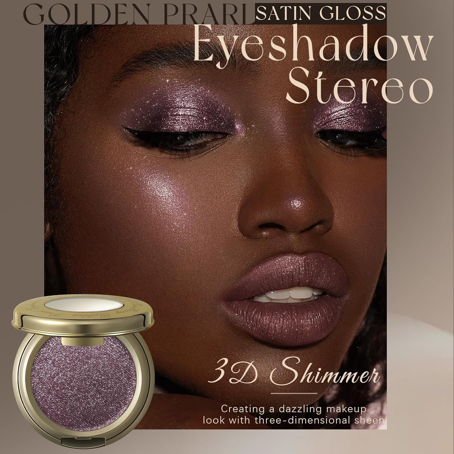 Noerrors Smoky Mauve Satin Gloss Glitter Eyeshadow Palette, Dusty Purple Plum Golden Pearl Multi-Dimensional Metallic Eyeshadow for Mature Eyes, Pigmented Blendable Smooth 3D Shimmer Cream Eye Shadow - Image 2
