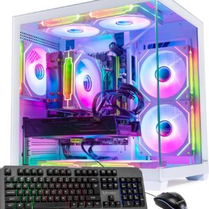Gaming PC Computer Desktop – Ryzen 5 5500 up to 4.2GHz, Radeon RX 580 8GB GDDR5, 16GB DDR4 RAM, 1TB NVMe SSD, WiFi 6 & BT 5.4, Windows 11, 8× ARGB Fans, 650W PSU