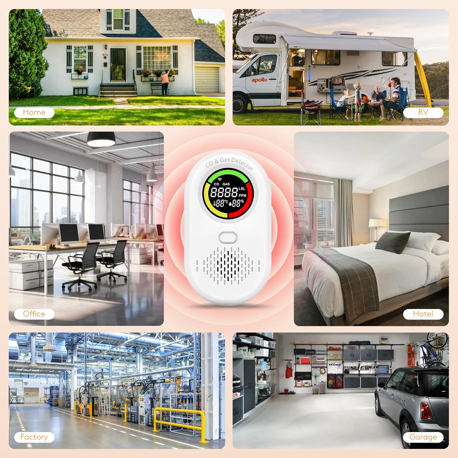 Carbon Monoxide Detectors and Natural Gas Leak Detector, 4-in-1 Carbon Monoxide Detectors Plug in, Portable CO Detector with Dual Alarm Temp and Humidity for Home Travel RV - Image 8