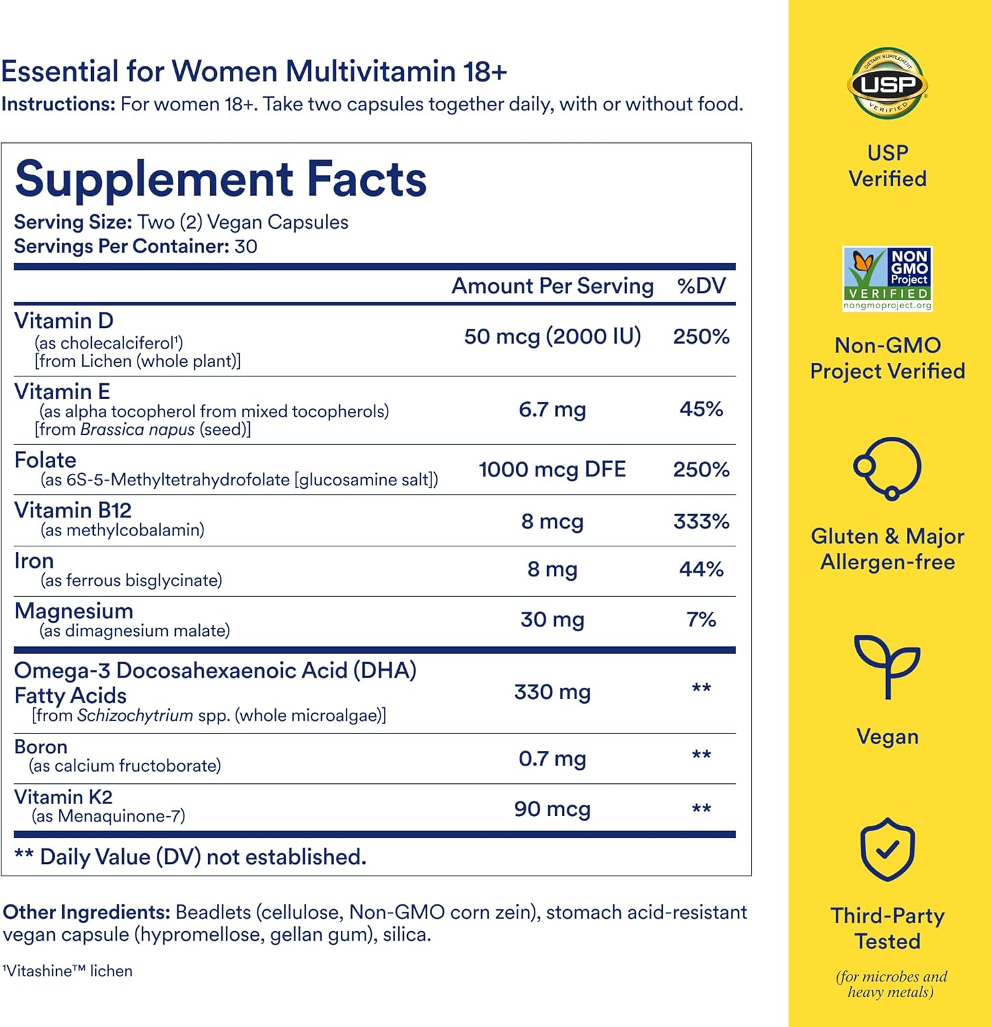 Ritual Multivitamin for Women 18+ with Vitamin D3 for Immune Support*, Vegan Omega 3 DHA, B12, Iron, Gluten Free, Non GMO, USP Verified, Mint, 30 Day Supply, 60 Capsules - Image 3