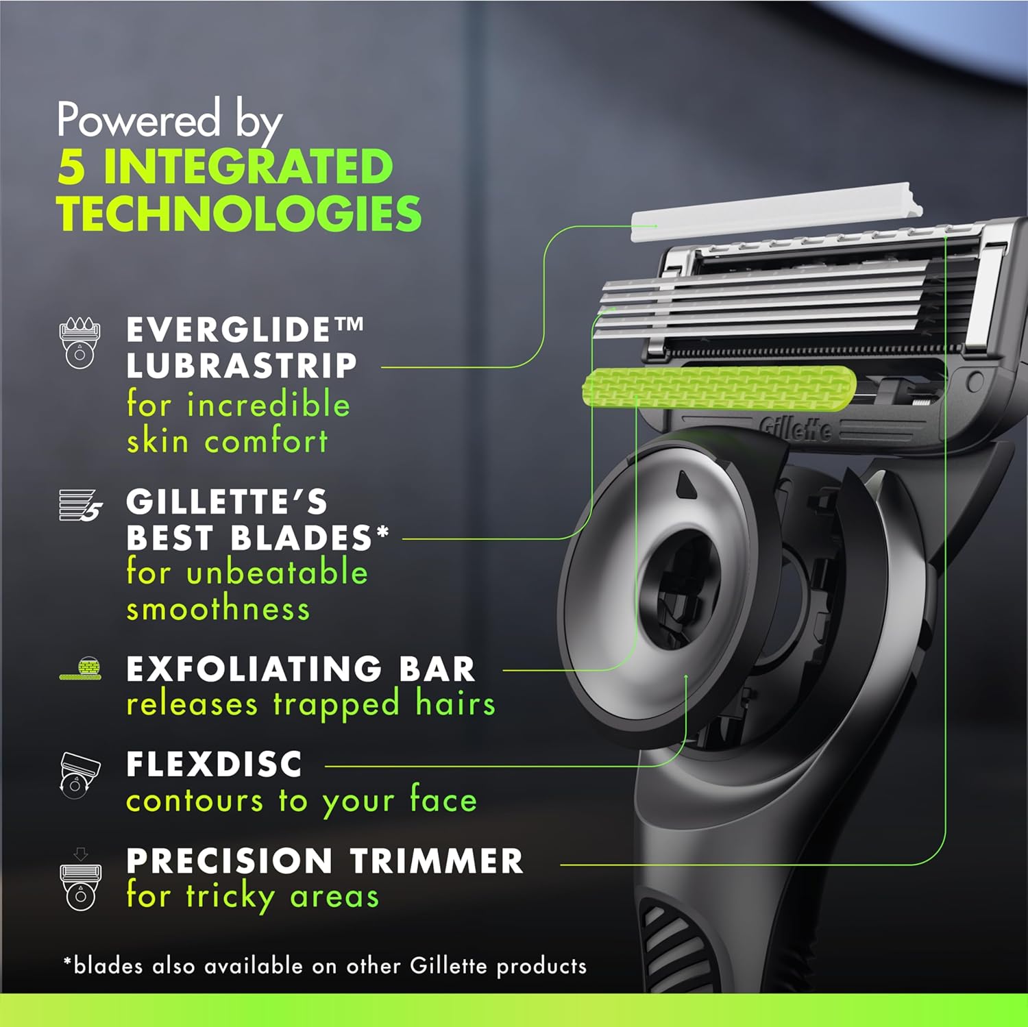 GilletteLabs with Exfoliating Bar by Gillette Razor for Men - 1 Handle, 4 Razor Blade Refills, Includes Premium Magnetic Stand - Image 3